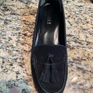 Lauren Ralph Lauren Size 7 Pomona Black Kid Suede Loafer